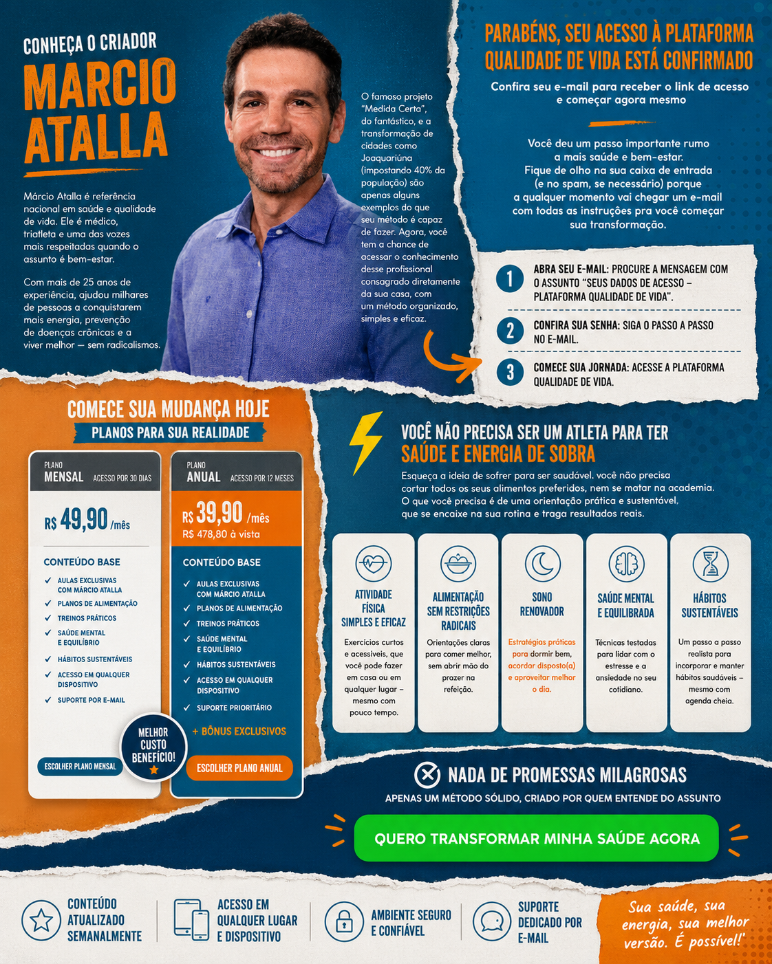 Landing page da plataforma Qualidade de Vida de Márcio Atalla
