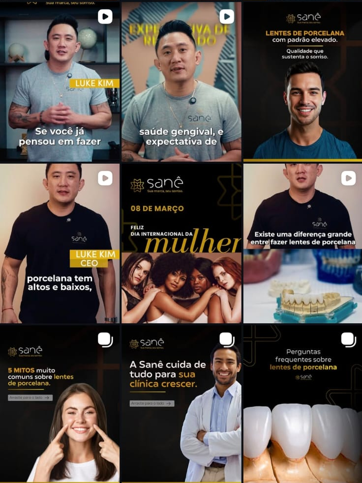 Grid de social media da marca Sanê